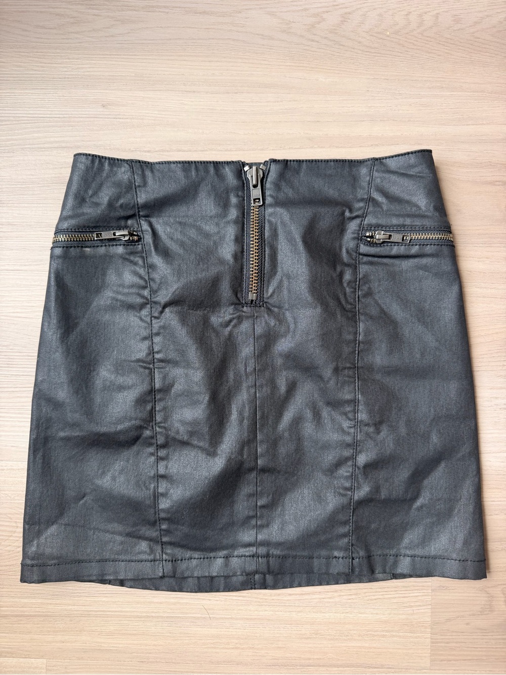 Rebecca Minkoff Black Faux Leather Zip Front Mini Skirt